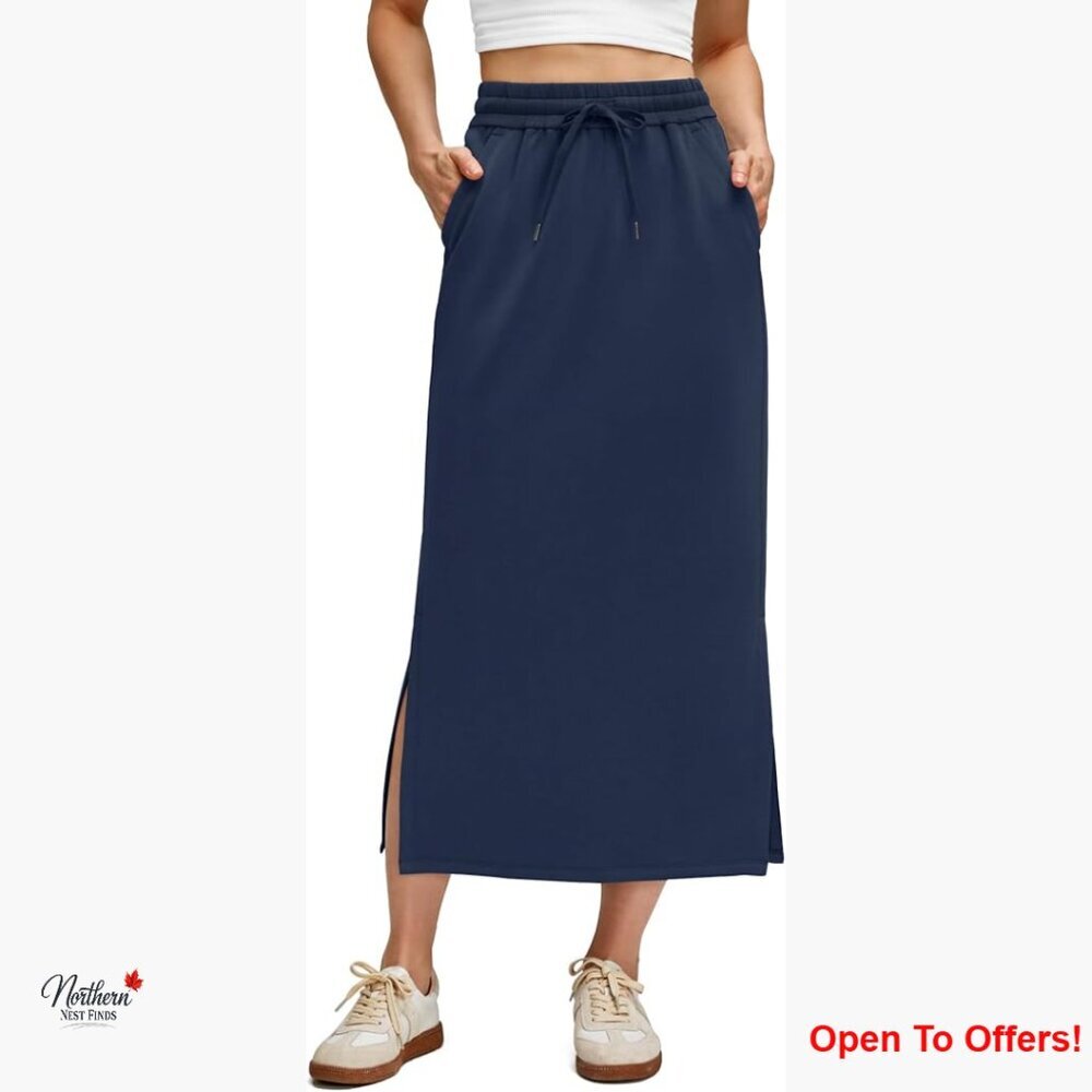Modal Maxi Skirt with Side Slits and Pockets for Casual Lounge Wear
